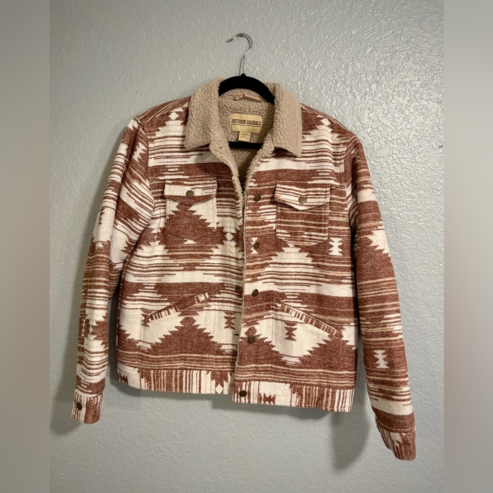 Women's Aztec Sherpa Lined Fitted Jacket